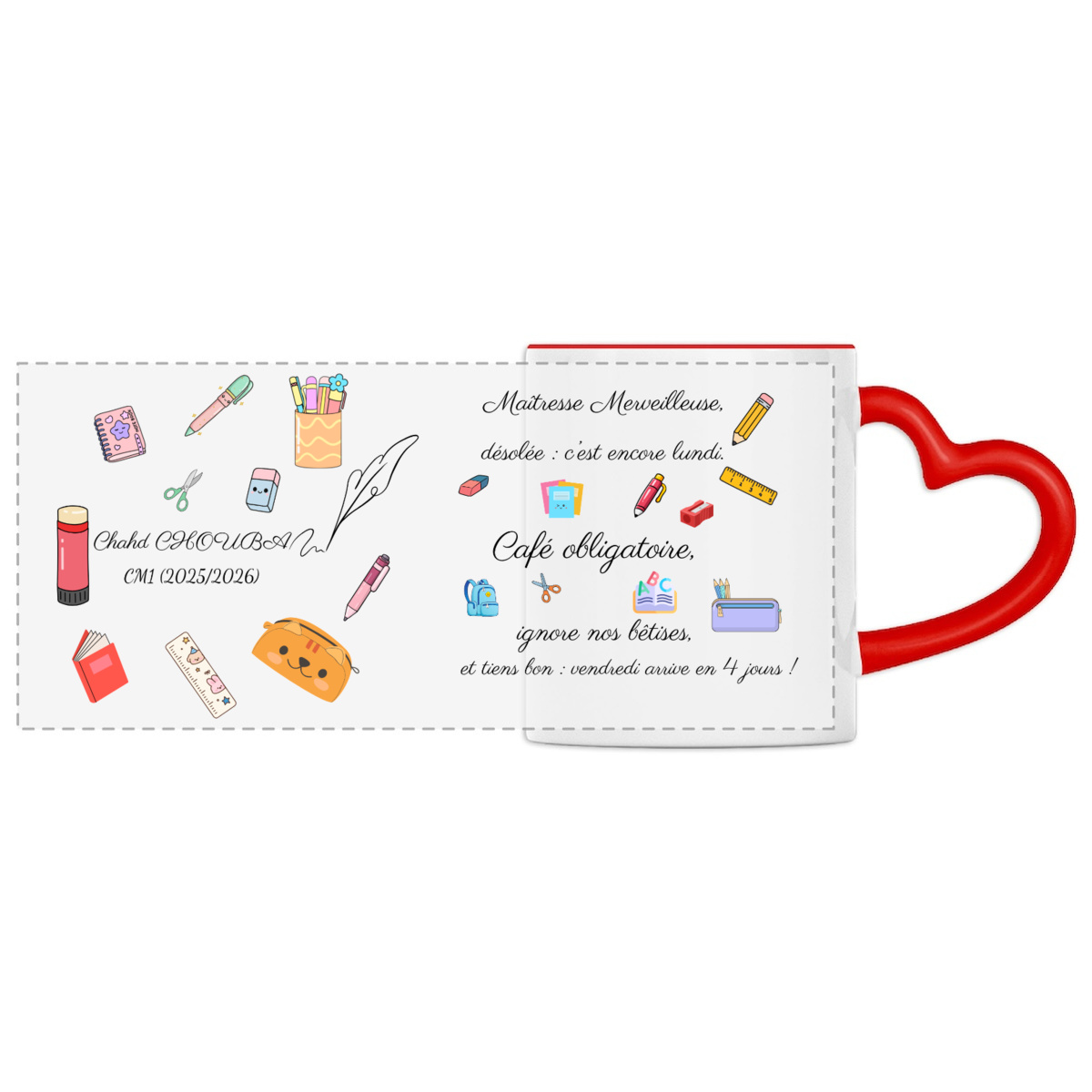 Heart-Shaped Mug - Panoramic: Elegant Ceramic with a Smile