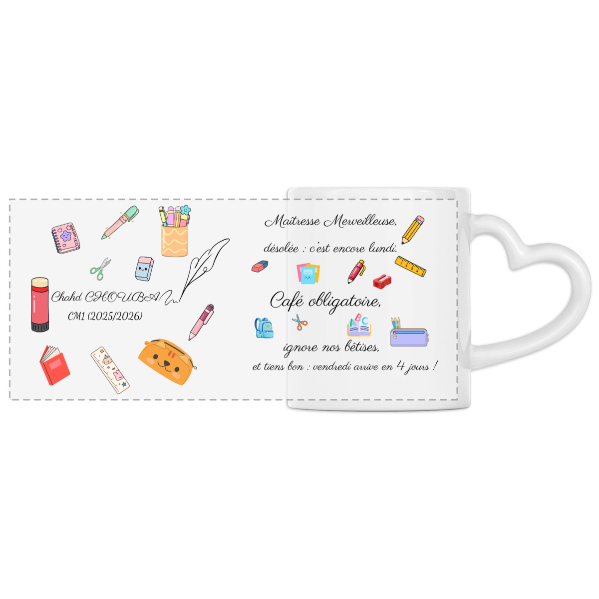 Heart-Shaped Mug - Panoramic: Elegant Ceramic with a Smile – Image 2